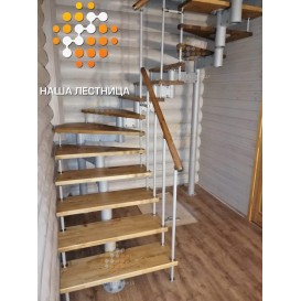 Модульная лестница на 2 этаж с П-поворотом